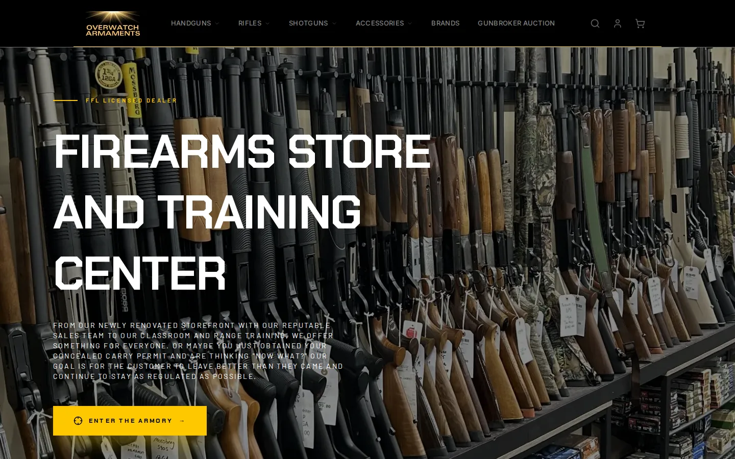 Overwatch Armaments homepage at overwatcharmaments.com